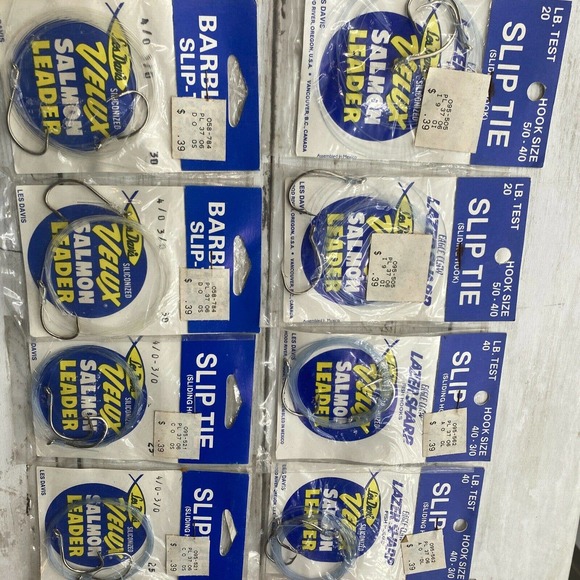 LOT Of 10 Les Davis Mix Velux Salmon Leader Eagle Slip Tie 20 40 25 4/0-3/0 - Picture 12 of 12